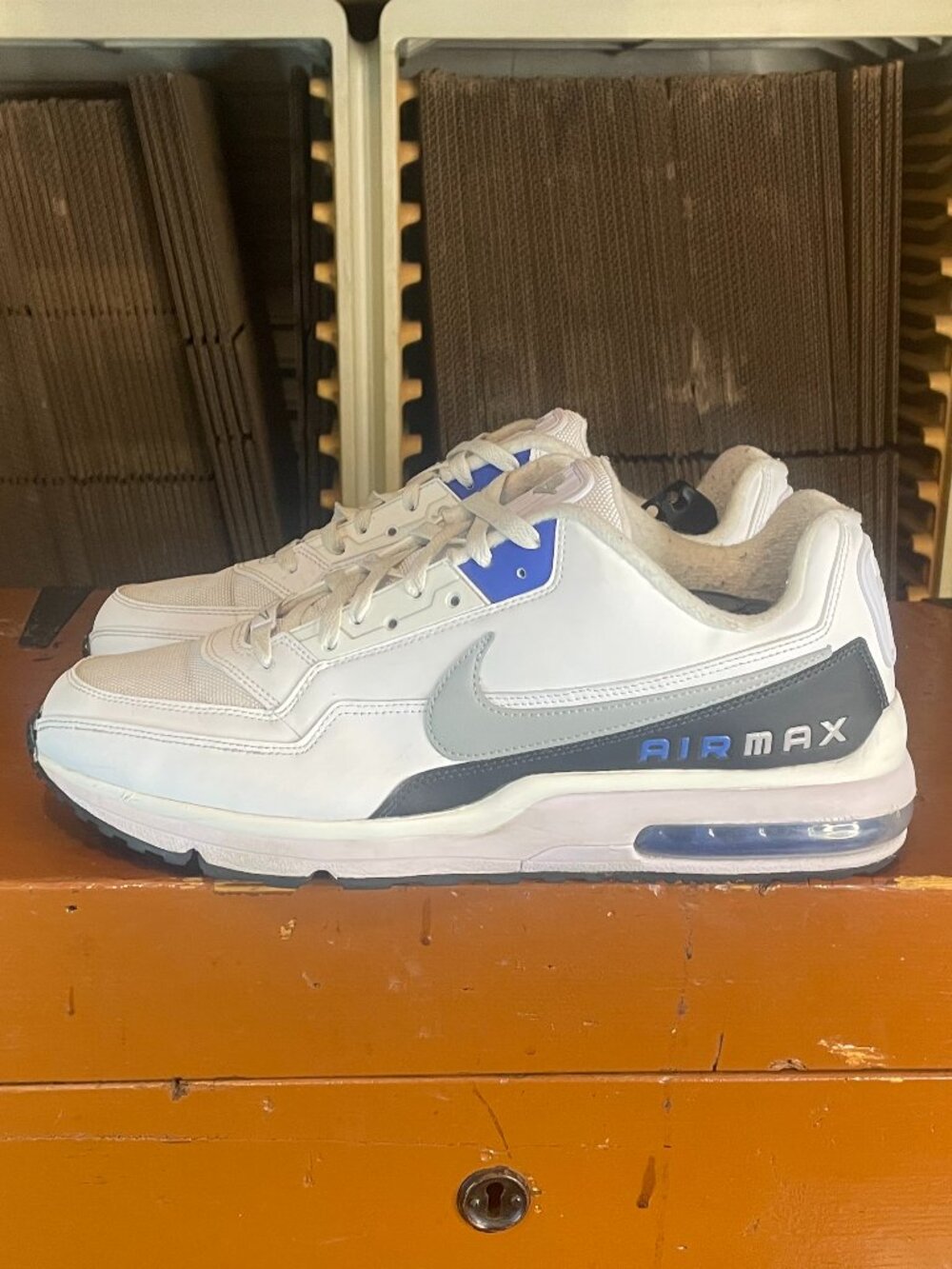 NIKE Men's Size 13 Air Max LTD 3 White Light Smoke Gray Royal Shoes CW2649-100